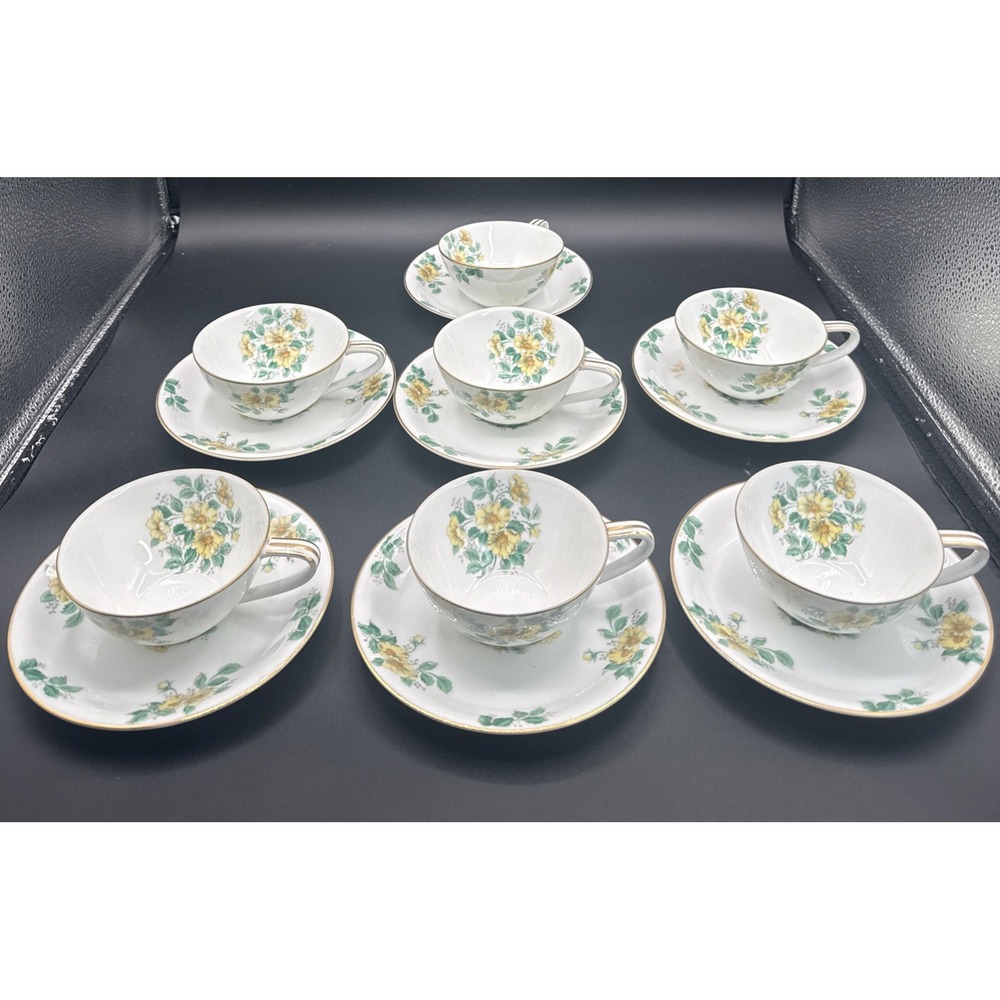 Noritake Wildrose Tea Cups & Saucers Set of 7 Fine Made in Japan Vintage